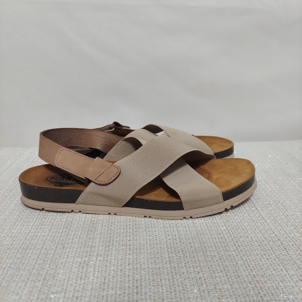 Plakton Gel Touch Beige Elastic Cross Strap‎ Slingback Sandals Made in Spain 40